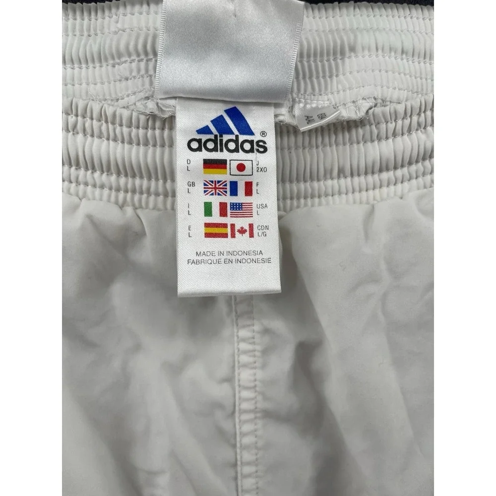 Y2K Adidas Men White Swim Trunks Shorts Size L‎ Mesh Lined Pockets Logo